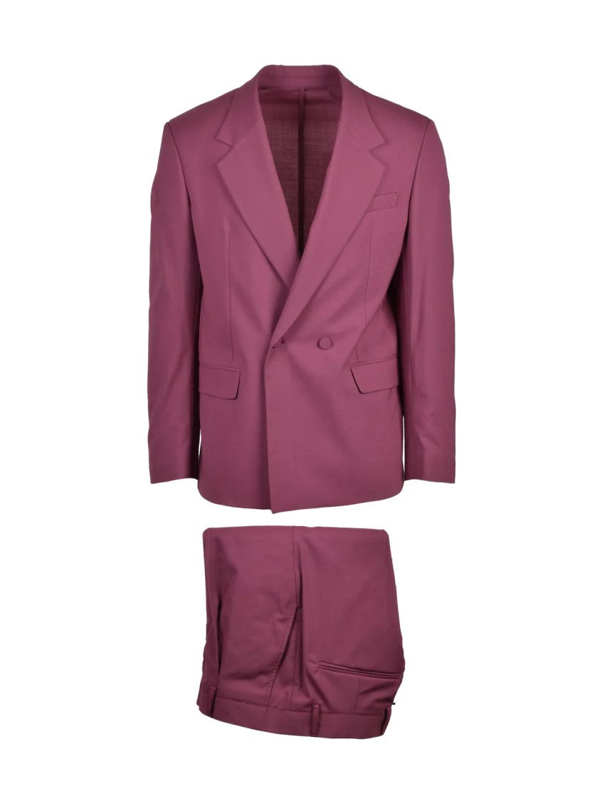 Marsem Red Virgin Wool Polyester Elastane Men Suit
