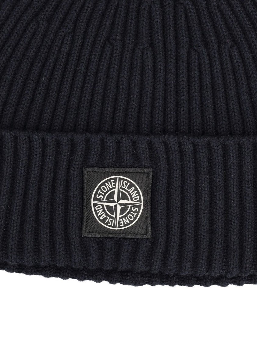 Stone Island Structured Blue Wool Hat