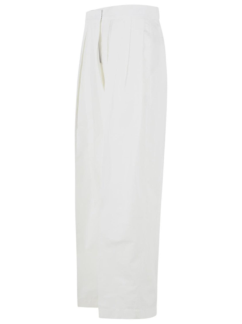 Jil Sander Milk Cotton And Silk Trousers