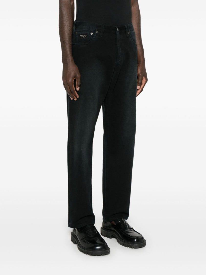 Prada High-Waist Black Jeans With Five-Pocket Design And Branded Patch