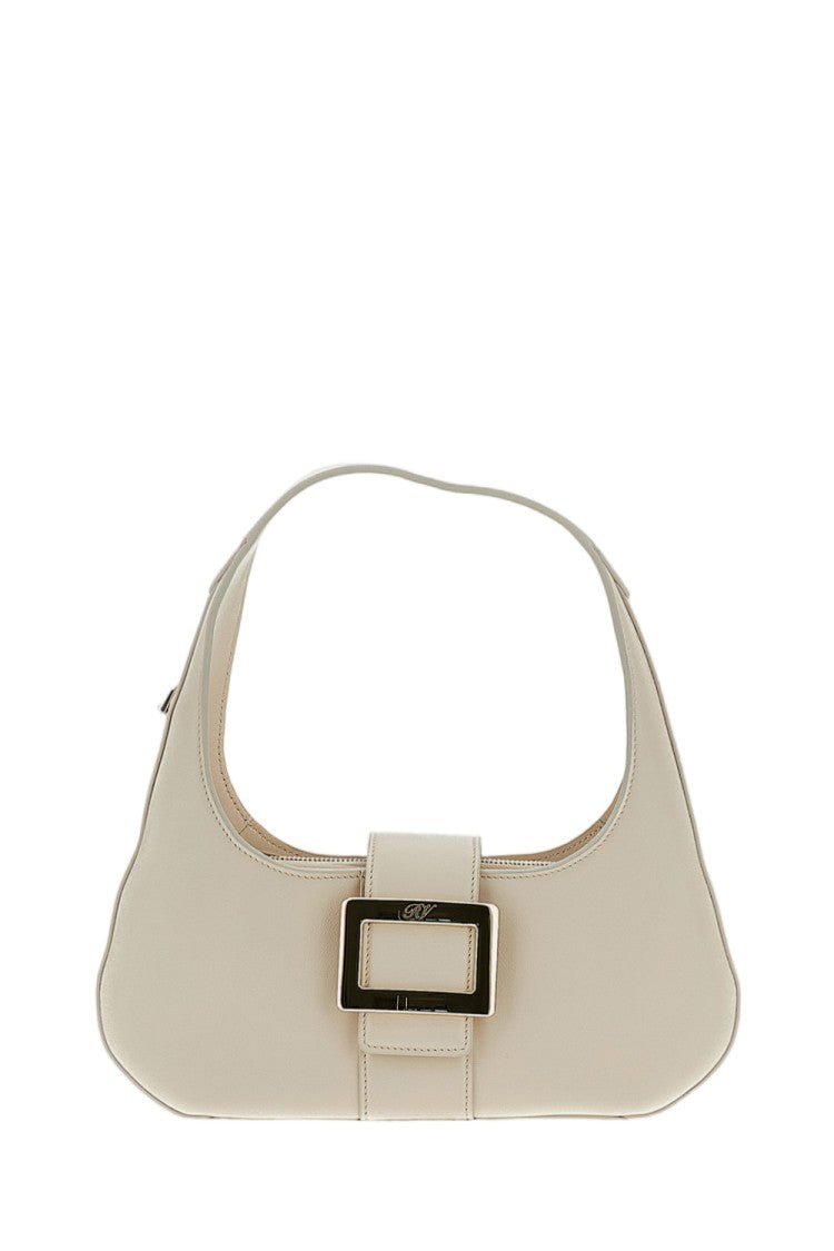 Roger Vivier White Minimalist Buckle Detail Shoulder Bag
