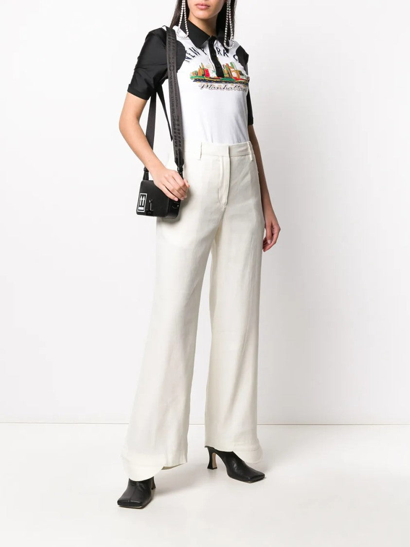 Off-White Flared Curved Cuff Trousers