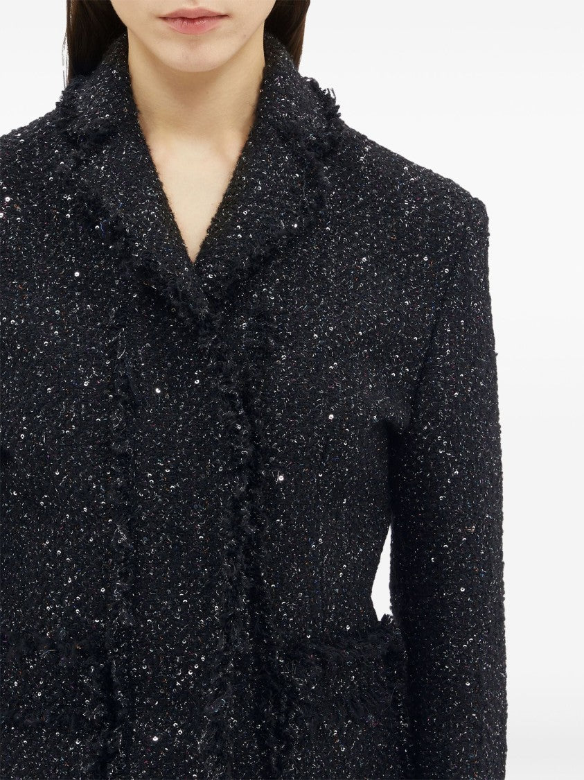 Msgm Black Tailored Textured Cotton Casual Jacket