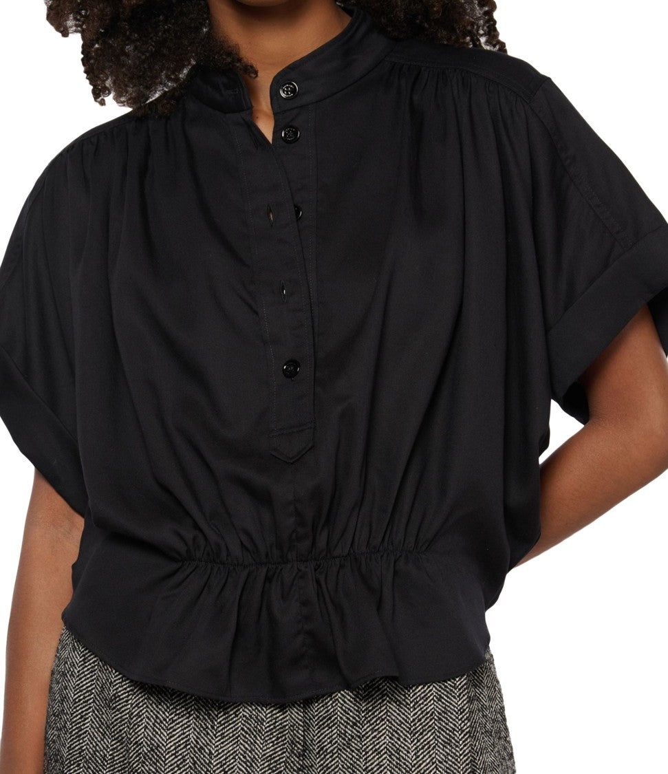Isabel Marant Short-Sleeved Blouse With High Neckline And Peplum Hem