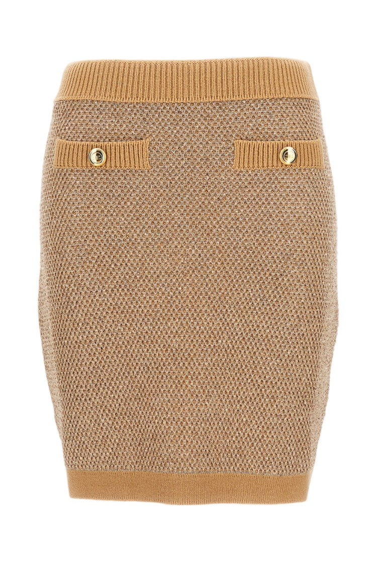Elisabetta Franchi Ribbed Knit Wool Skirt