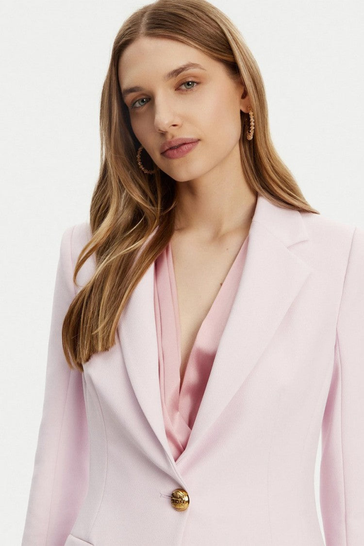 Elisabetta Franchi Pink Single-Button Polyester-Blend Blazer