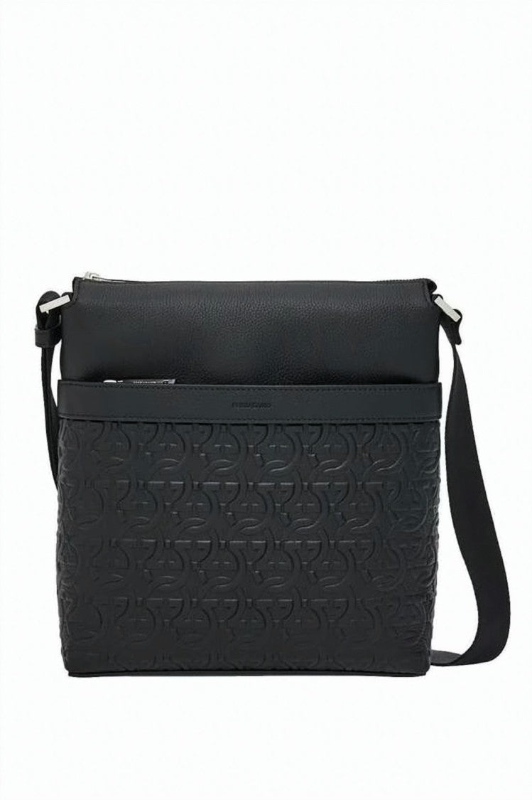 Salvatore Ferragamo Rectangular Black Leather Crossbody Bag