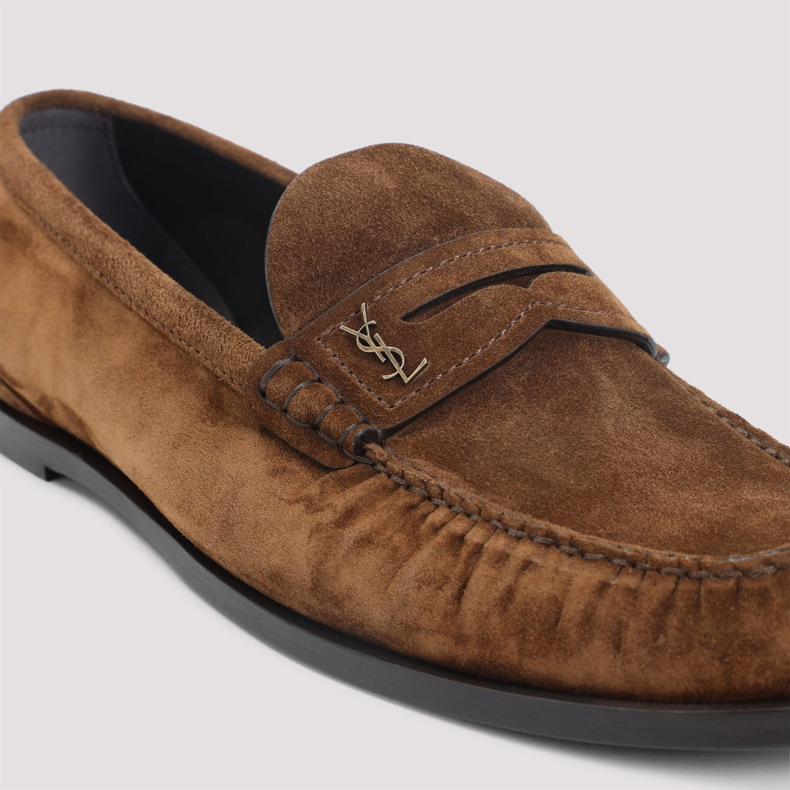 Saint Laurent Brown Suede Leather Loafers