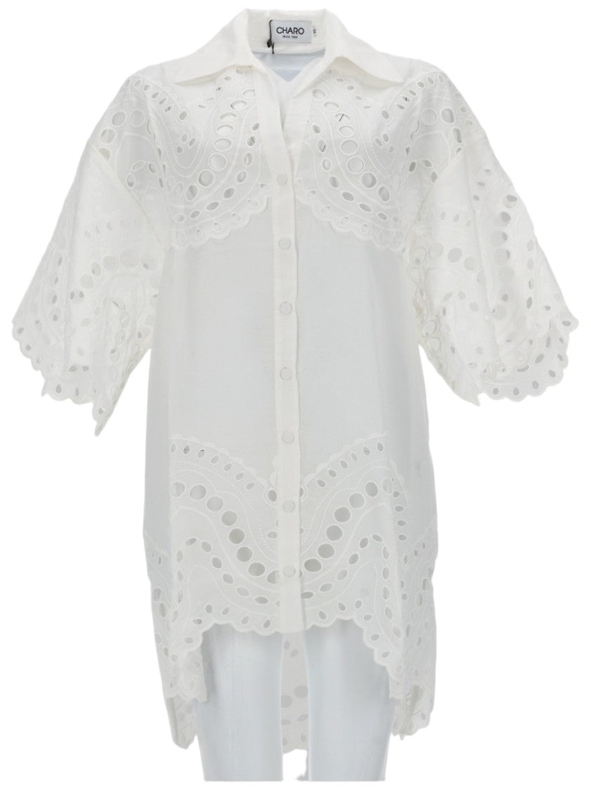 Charo Ruiz Ibiza Semi Sheer Eyelet Scalloped Blouse