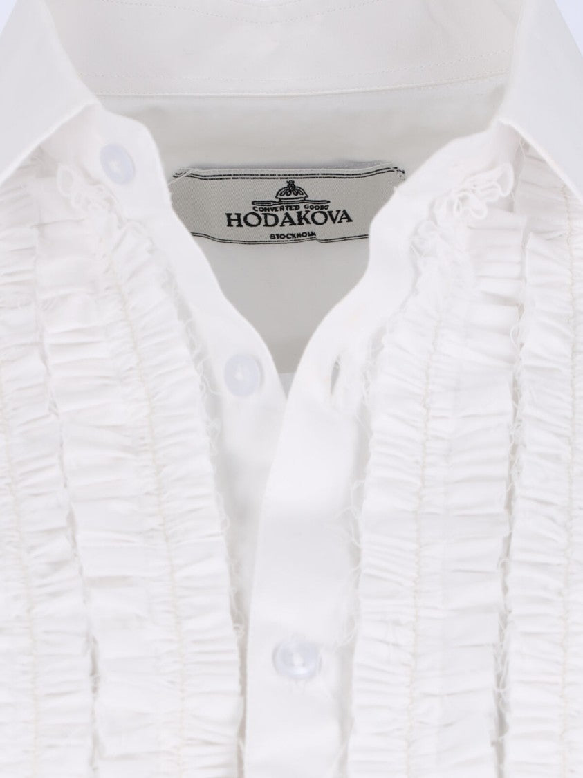 Hodakova Tennis Frill' Shirt Dress – White