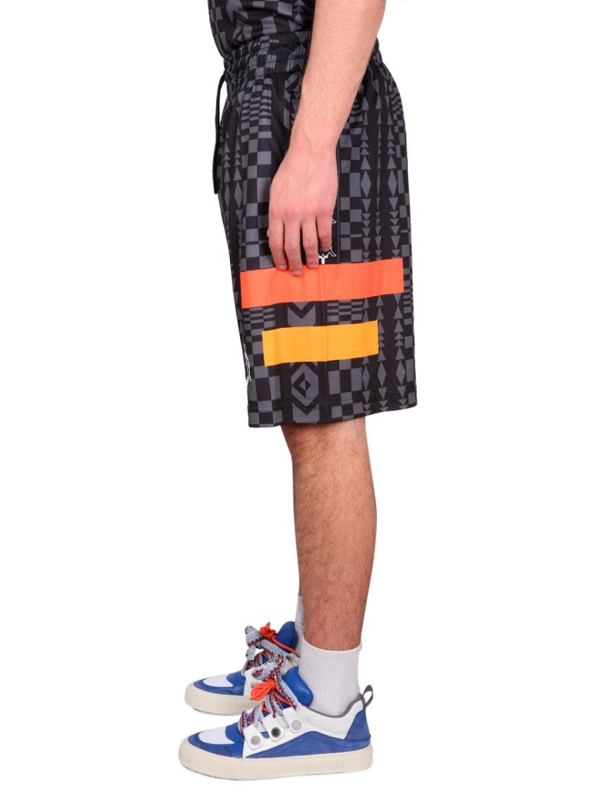 Marcelo Burlon Bermuda Shorts With Geometric Pattern And Elastic Waistband