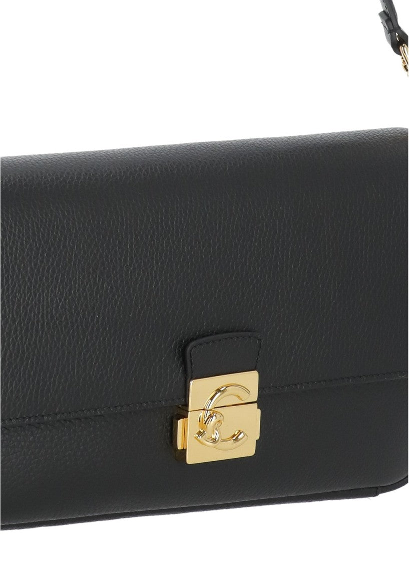 Coccinelle Textured Leather Shoulder Bag With Gold-Tone Lock