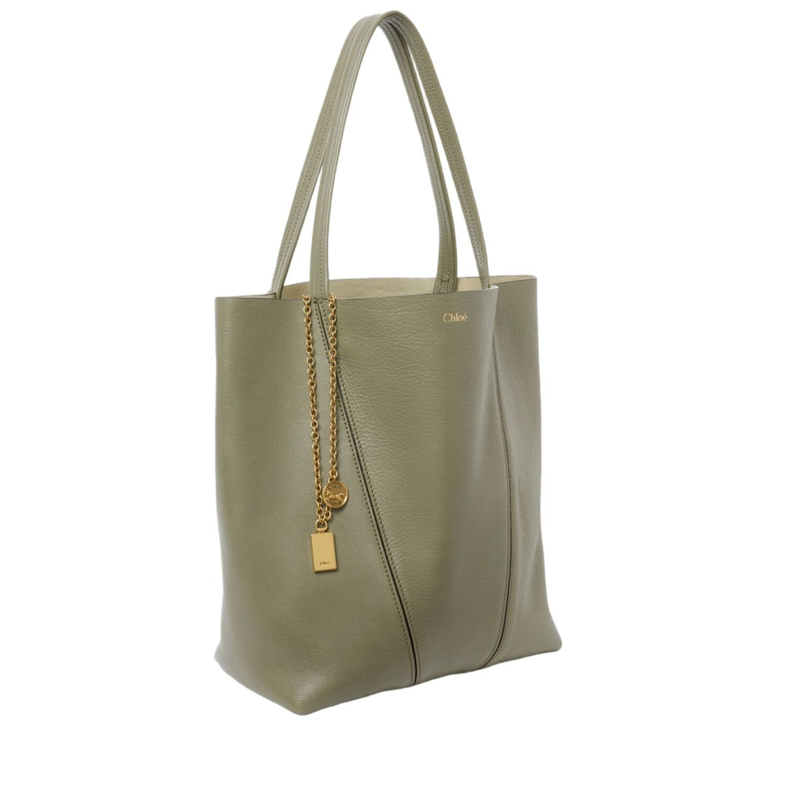 Chloé Structured Maroon Leather Spin Tote