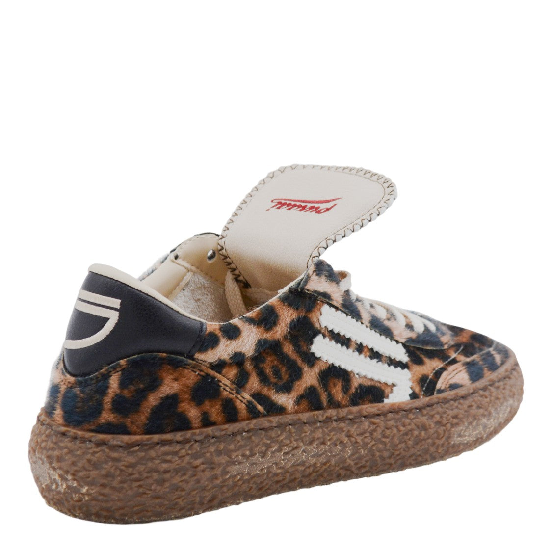 Puraai Leopard Print Sneakers With Textured Brown Sole