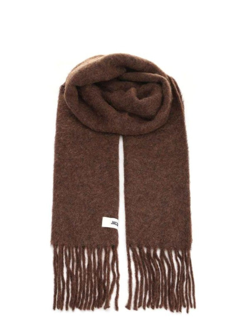 Jacquemus Brown Textured Fringed Scarf