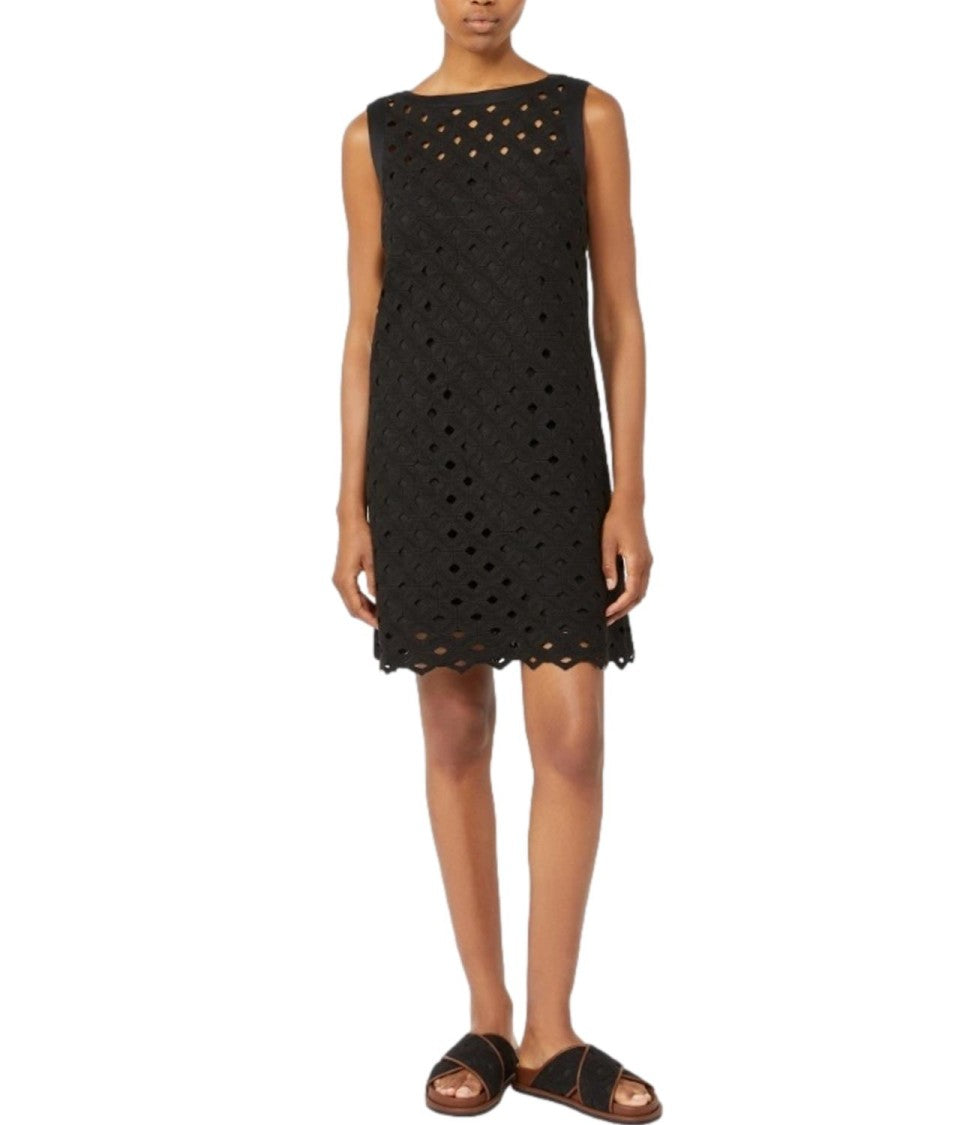 Max Mara Black Cotton Blend Beach Dress