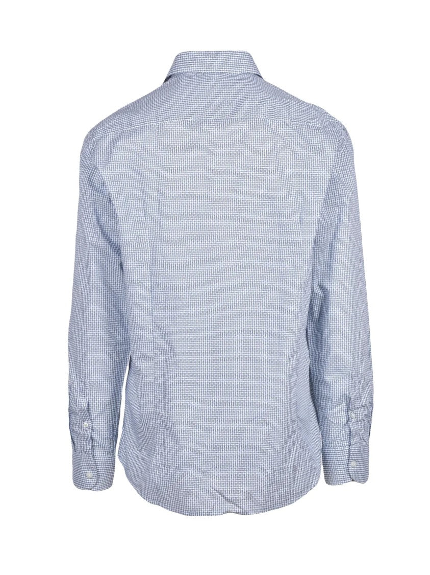 Mariano Napoli White/Blue Checkered Stretch Cotton Shirt