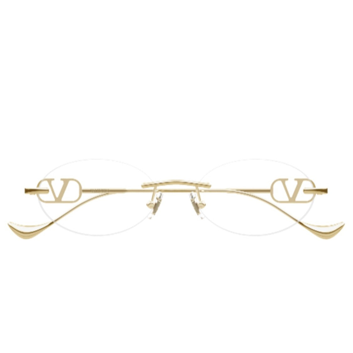 Valentino Gold Vg0032s V Logo Rimless Metal Oval Sunglasses