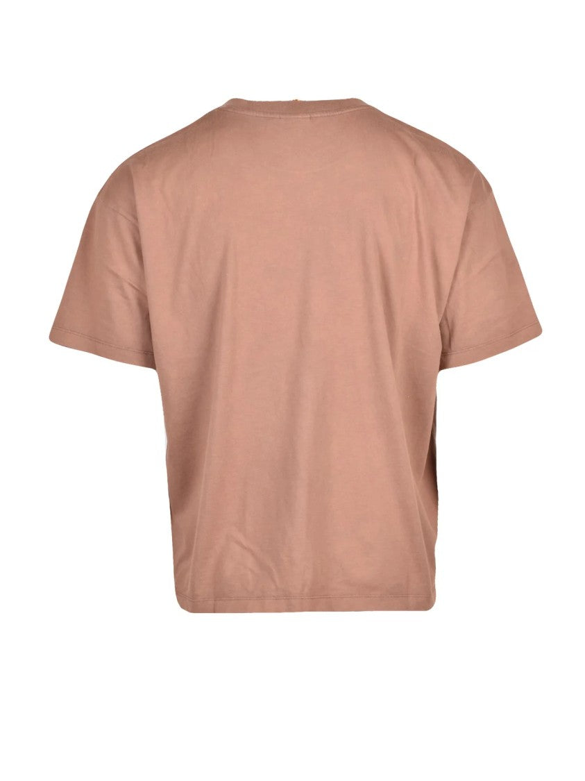 Sky High Farm Taupe Cropped Crescent Print Cotton T-Shirt