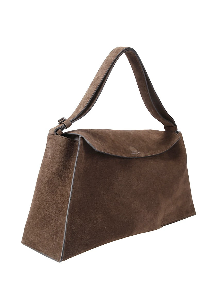 Studio Nicholson Trapezoidal Suede Leather Shoulder Bag With Adjustable Strap