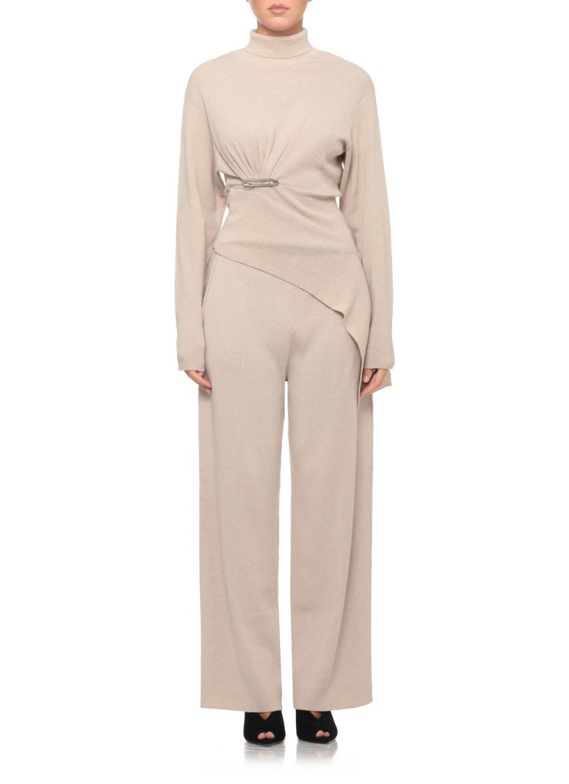 Lanvin Asymmetrical High Neck Ribbed Knitwear By Lanvin