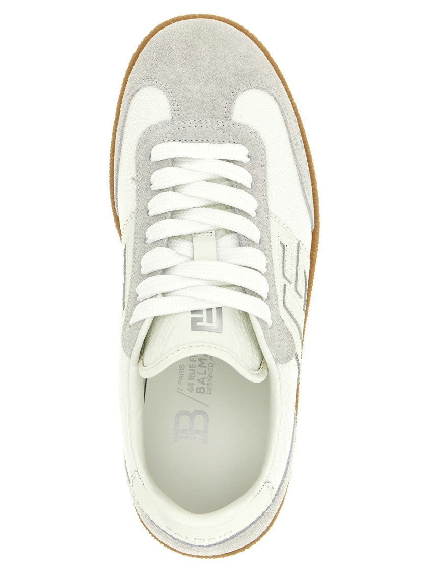 Balmain Suede And Canvas Sneakers With Embossed Logo And Textured Sole