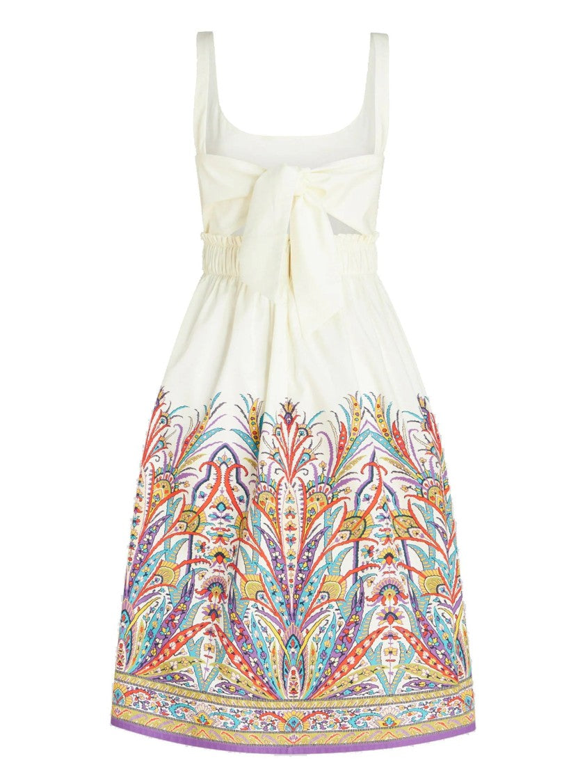 Etro Floral Embroidered Midi Dress With Square Neckline