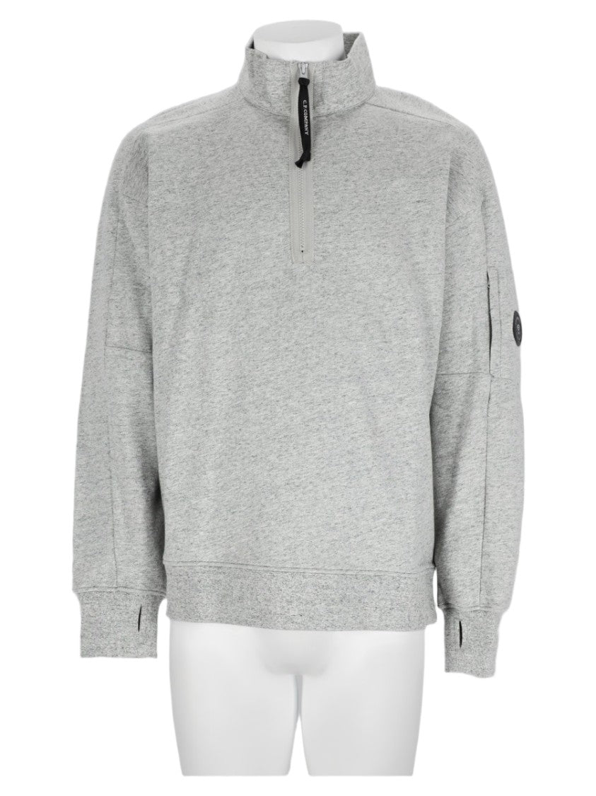 C.P. Company Grey Light Half-Zip Cotton Sweatshirt