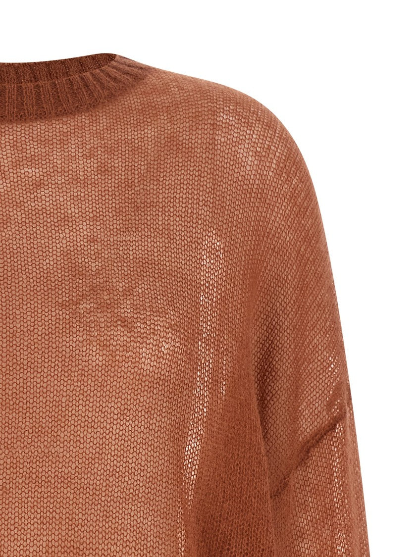 Brunello Cucinelli Mohair And Wool Knit Sweater With Jewel Back Detail