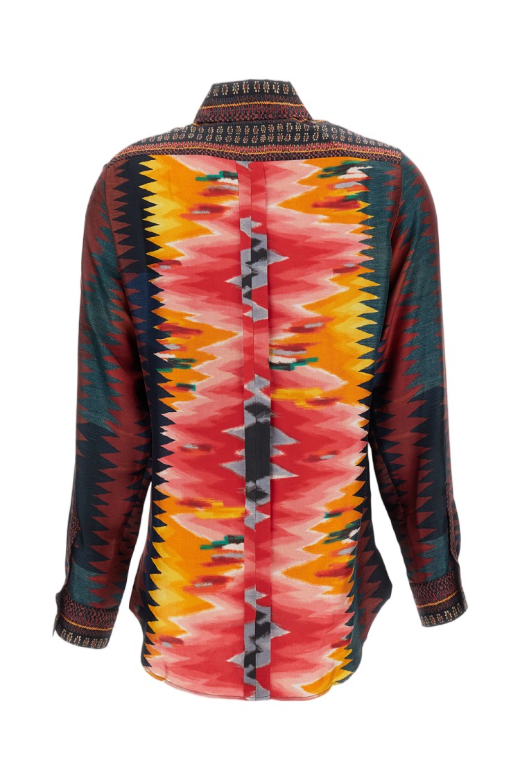 Pierre-Louis Mascia Multicolor Printed Silk Twill Long-Sleeve Shirt