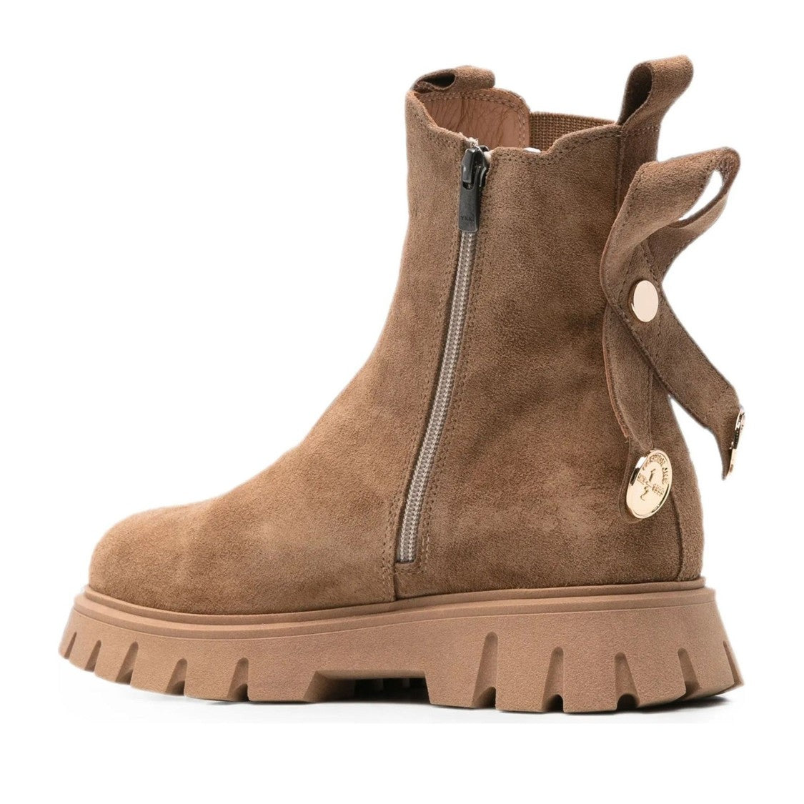 Sergio Moretti Beige Suede Decorative Bow Boots
