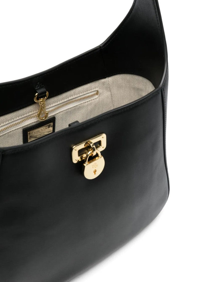 Lauren Ralph Lauren Spacious Black Cow Leather Shoulder Bag