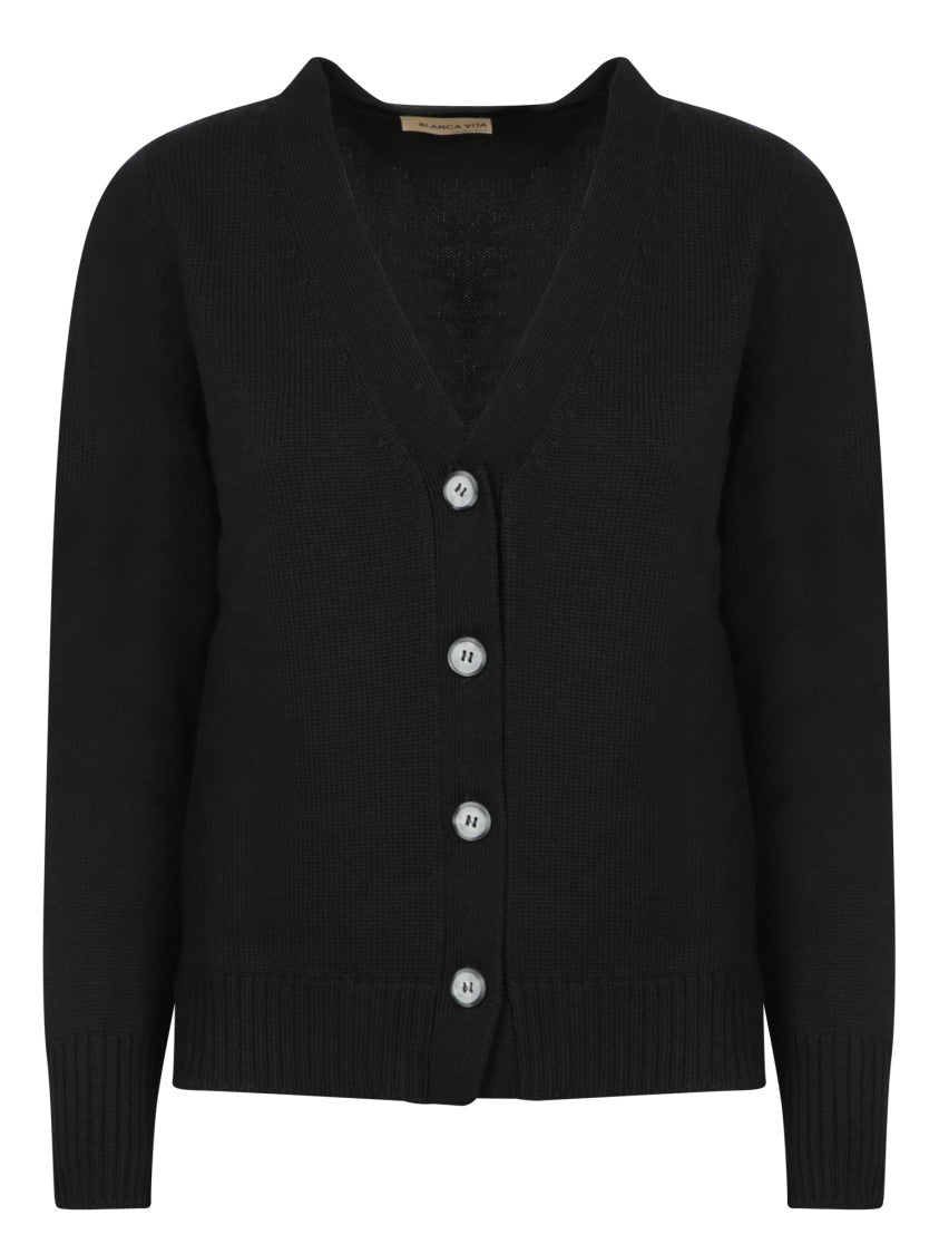 Blanca Vita Classic V-Neck Cashmere Cardigan