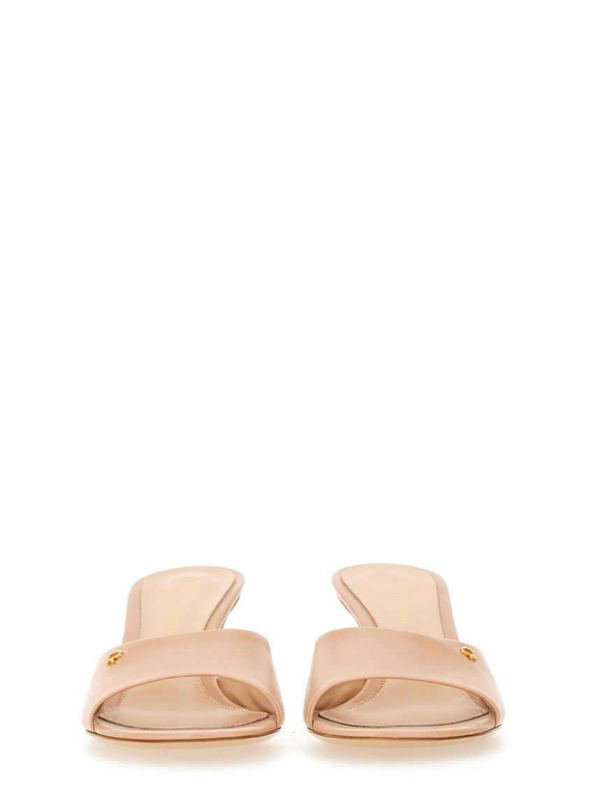 Gianvito Rossi "Ascent" Open-Toe Calf Leather Mules