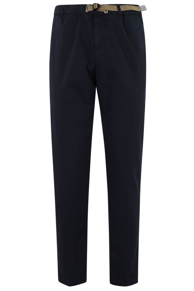 White Sand Blue Straight-Leg Stretch Cotton Gabardine Pants