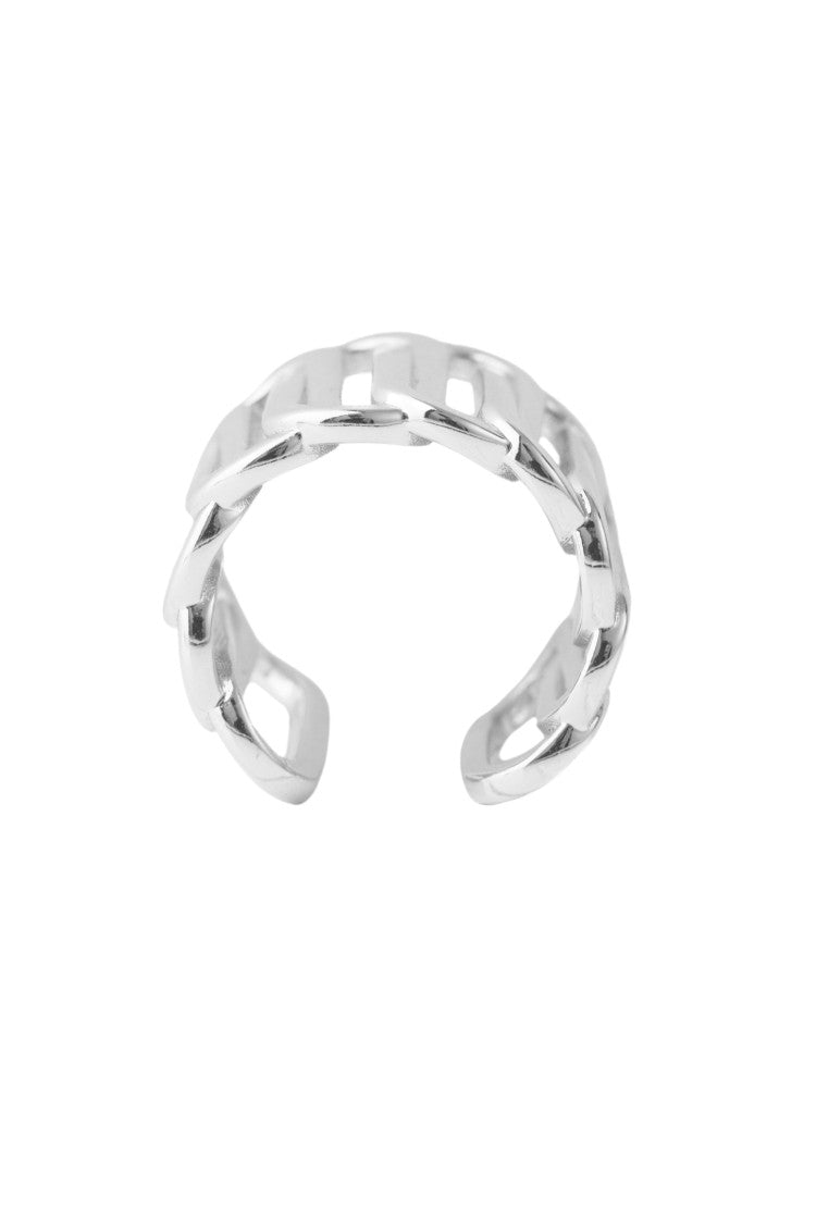 Federica Tosi Square Interlocking Ring In Silver-Plated Bronze