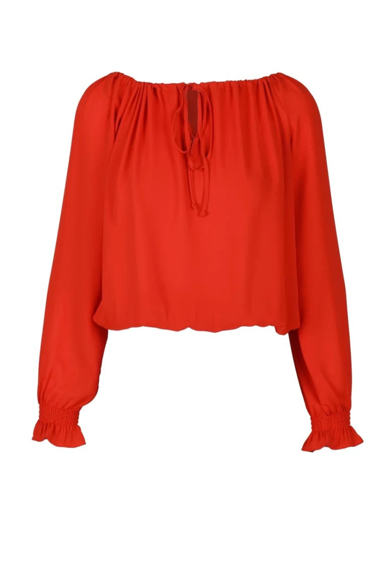 Nove Sei Uno* Red Ruffled Blouse