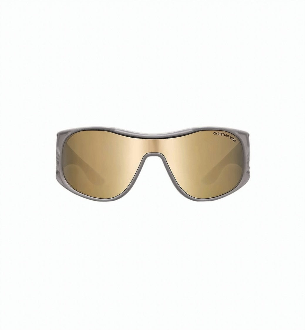 Christian Dior Silver Wraparound Metallic Frame Gold Sunglasses