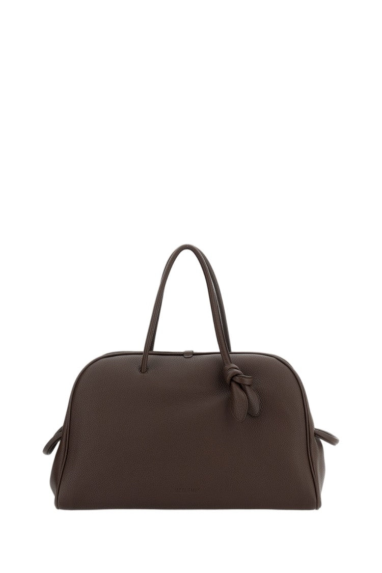 Jacquemus Hammered Leather Bowling Bag With Two-Way Zip Closure