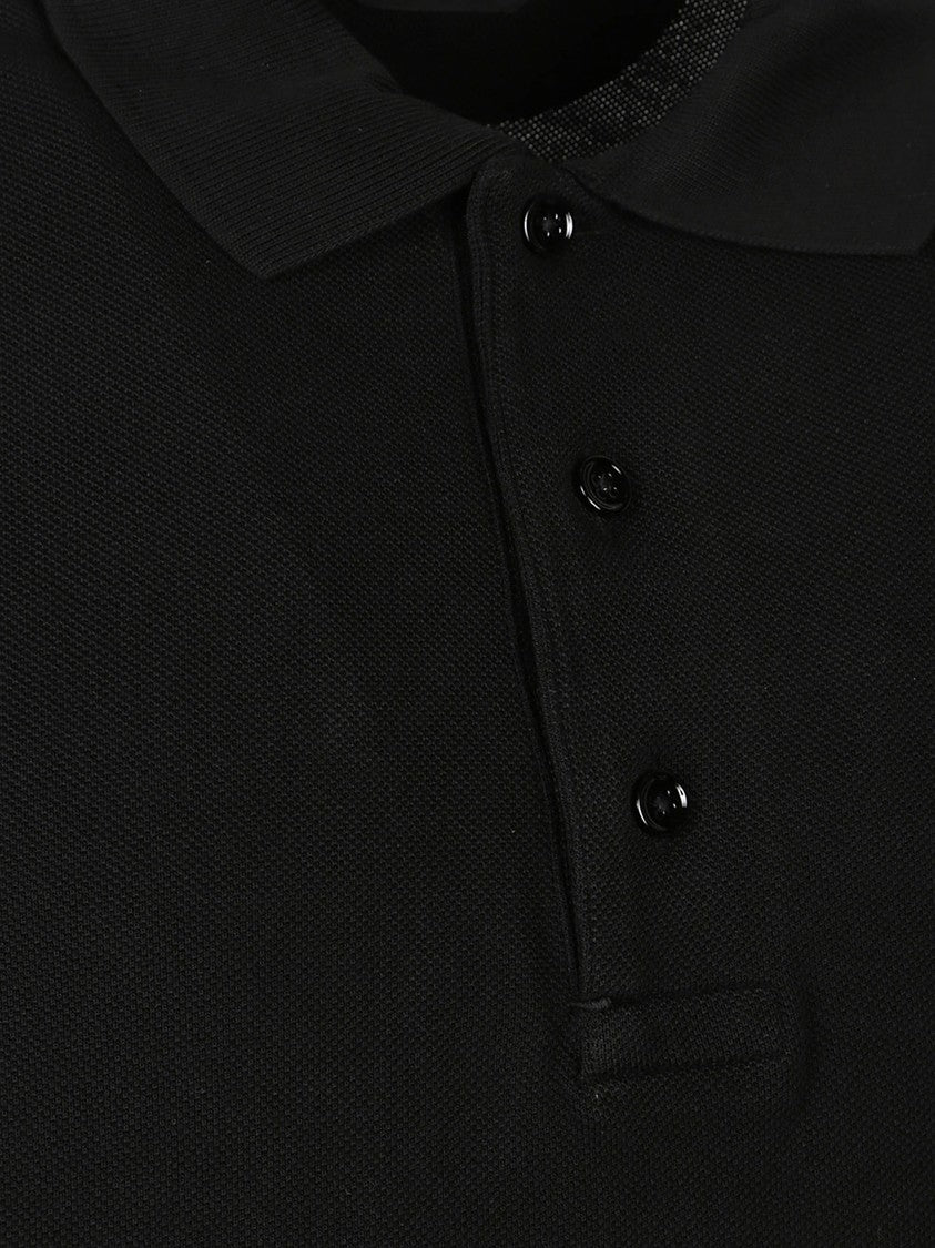 Tom Ford Textured Black Piquet Polo With Classic Details