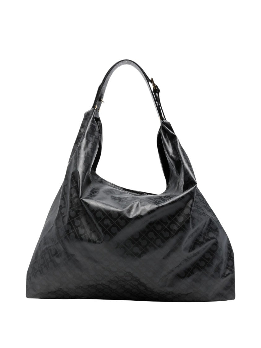 Gherardini Monogram Print Slouchy Hobo Bag With Gold-Tone Accents