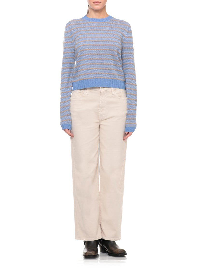 Guest In Residence Light Blue Striped Dot Cashmere Sweater