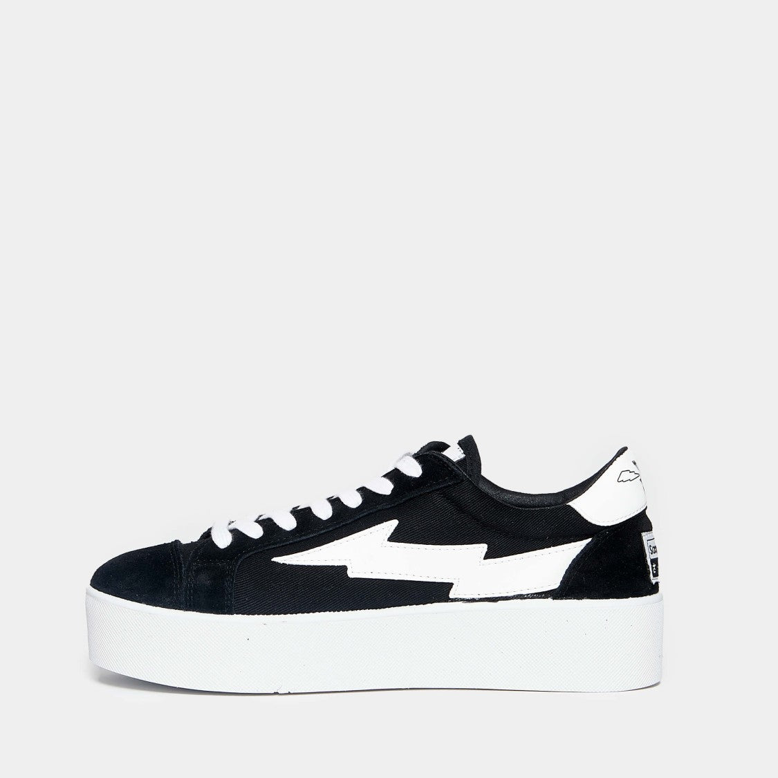 Sanyako Sneaker In Black Cotton, Box Sole