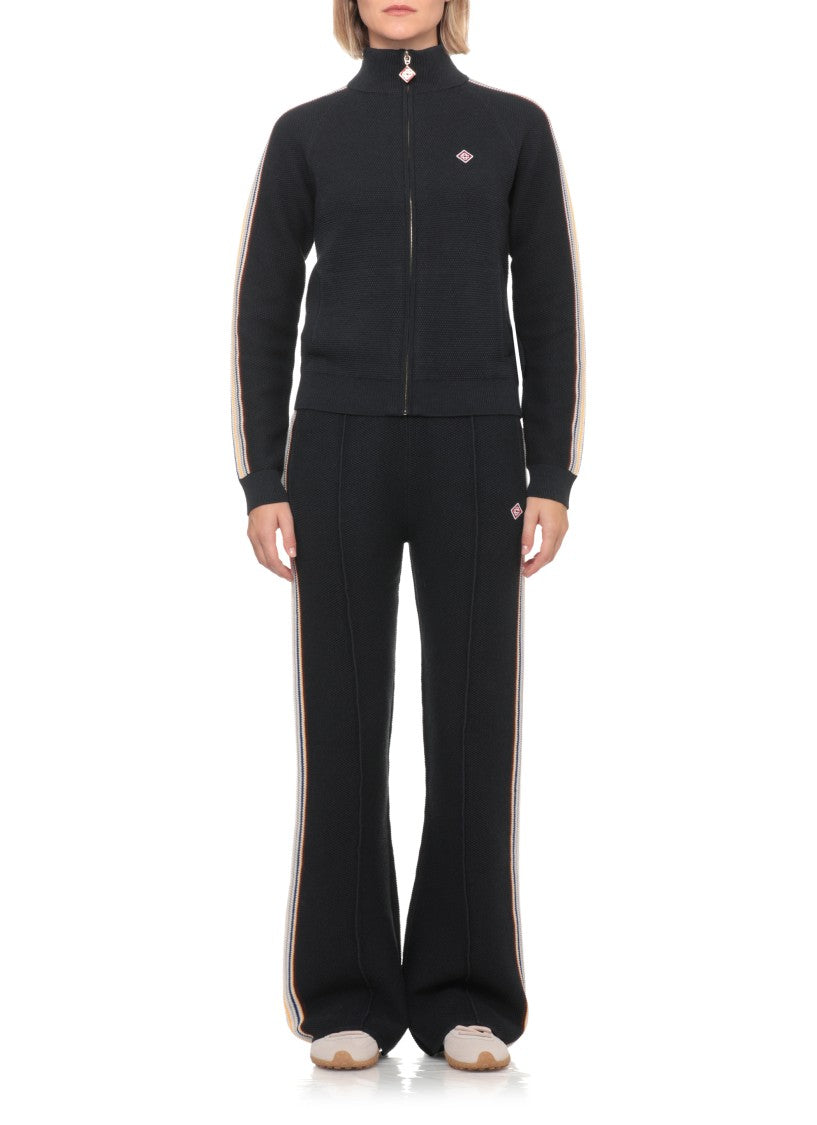 Casablanca Blue Cafe Culture High Neck Zip Sweatshirt