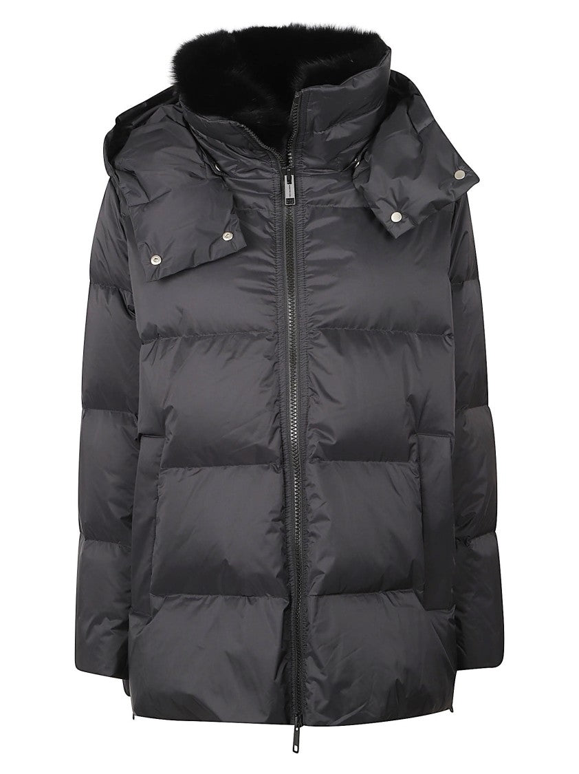 Yves Salomon Puffer Coat With Detachable Hood And Plush Fur Lining