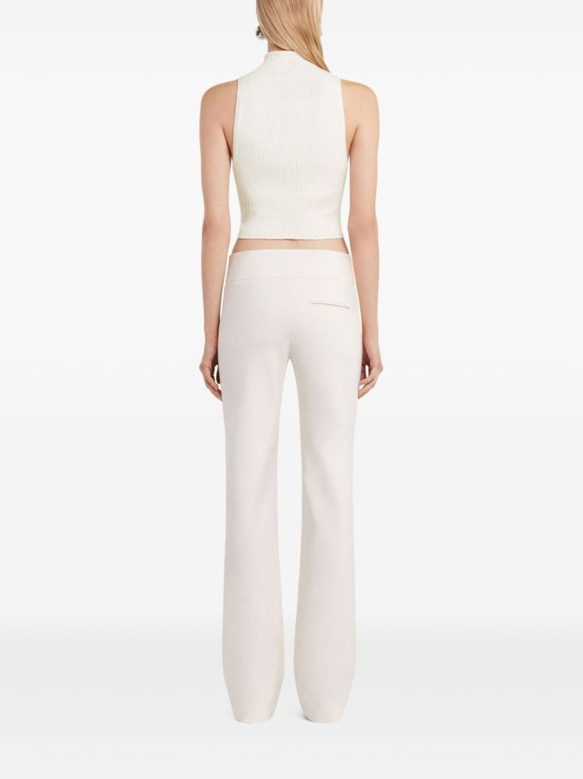 Courrèges White Appliqué Logo Mock Neck Top