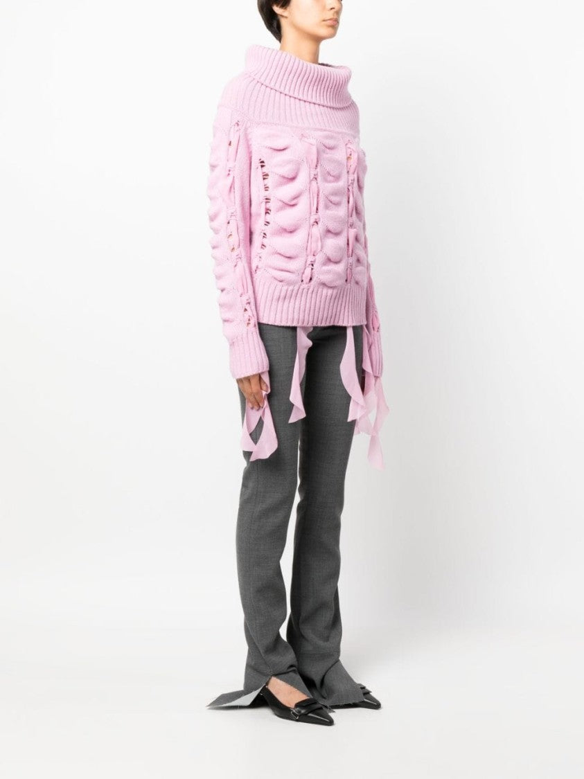 Blumarine Light Pink Wool Roll-Neck Jumper