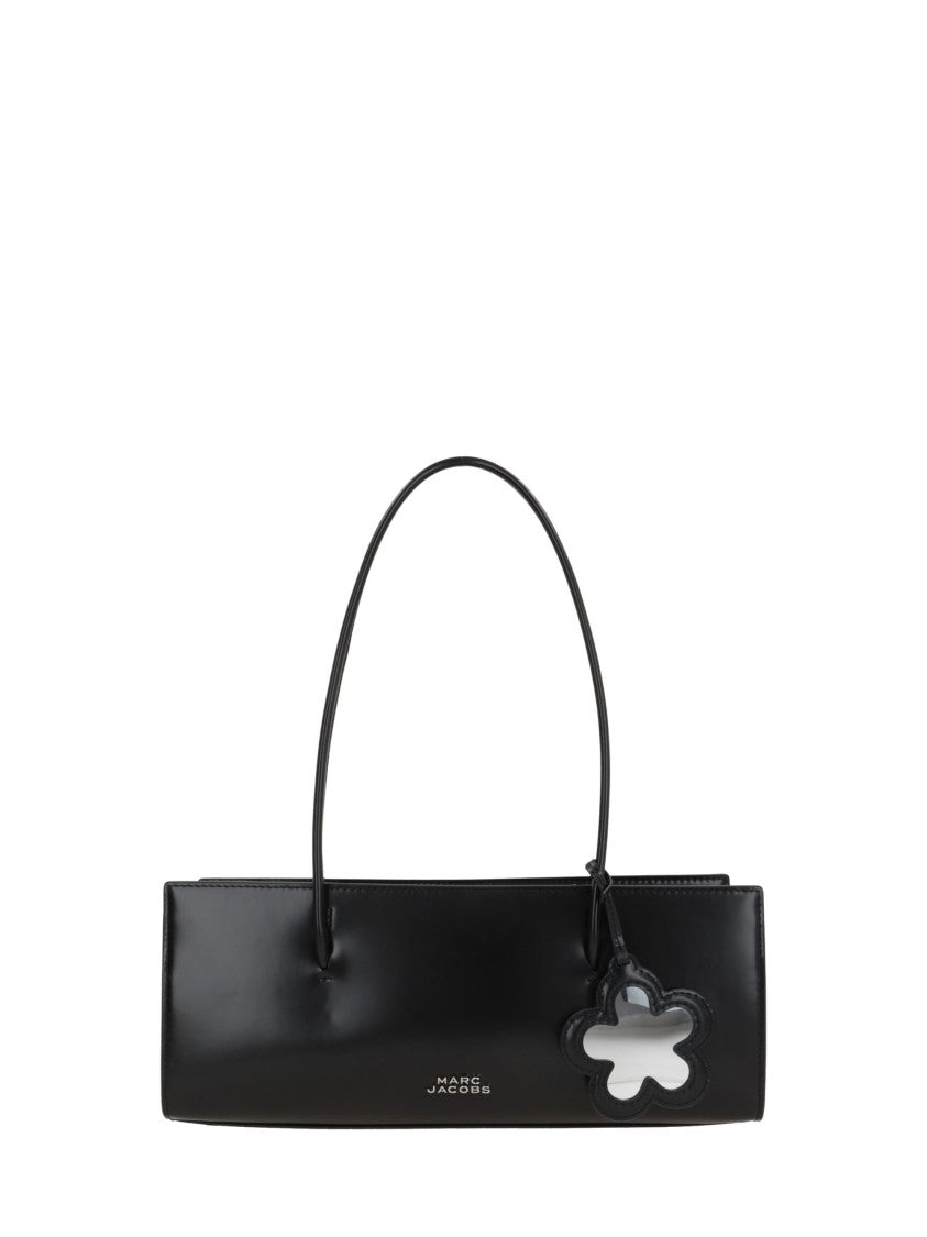 Marc Jacobs Black Metal Lettering Leather Shoulder Bag