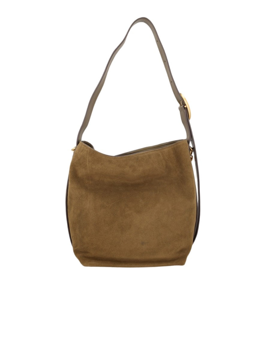 Michael Michael Kors Large Suede Leather Tote Bag With Gold-Tone Chain Detail
