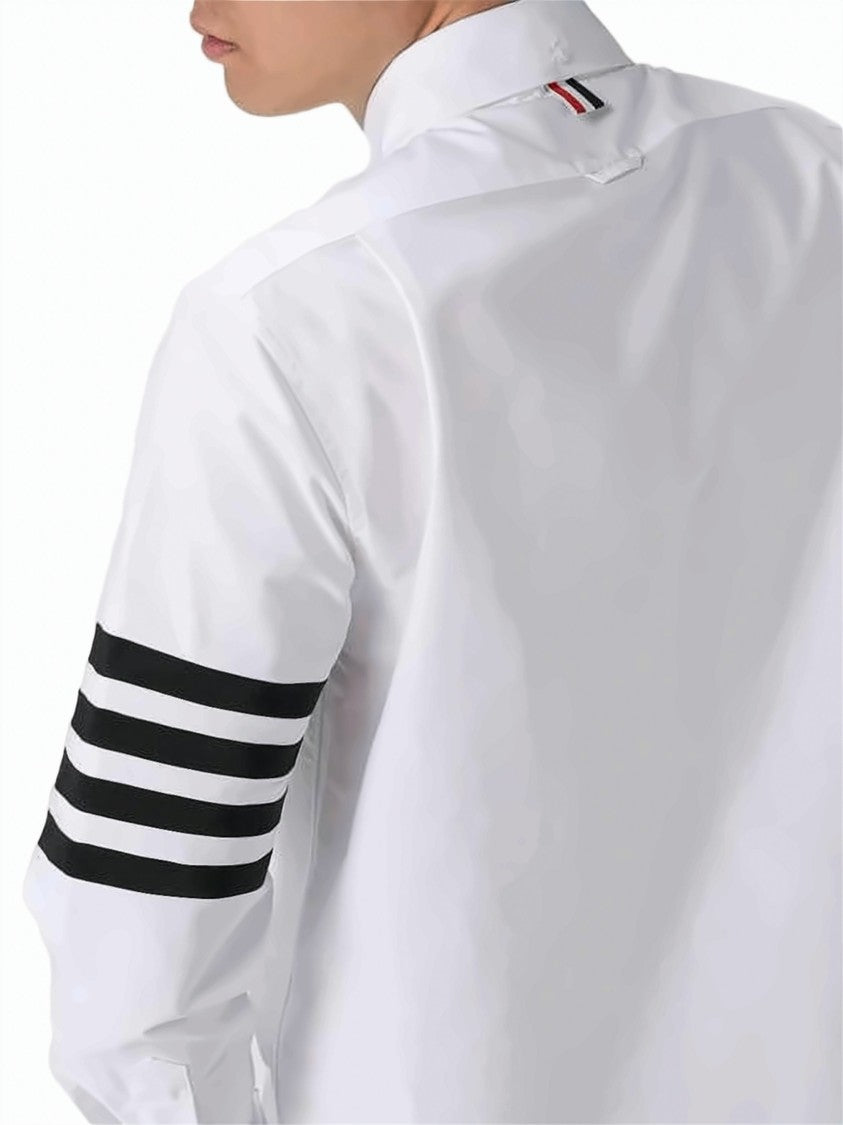 Thom Browne Long-Sleeve Cotton Shirt With Horizontal Stripes